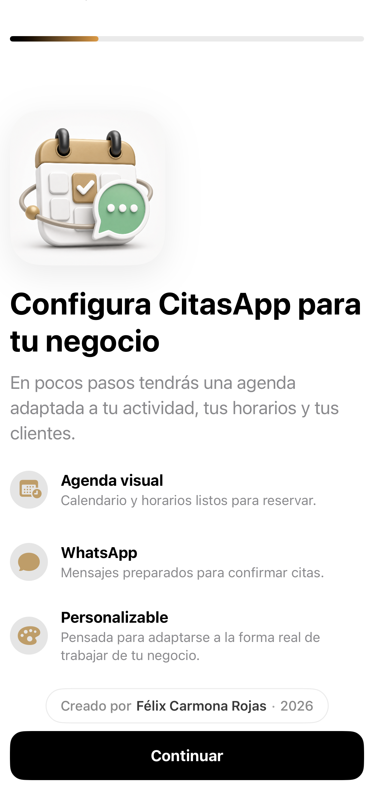 Configuración inicial real de CitasApp